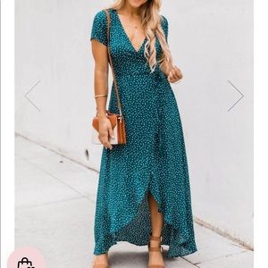 TEAL HIGH LOW DRESS